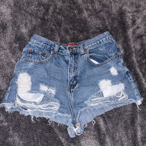 Signature Blue Distressed Jean Shorts